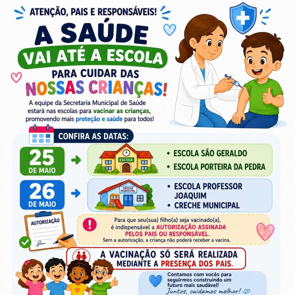 SAÚDE LEVA VACINAÇÃO ÀS ESCOLAS MUNICIPAIS E MOBILIZA PAIS PARA PROTEGER CRIANÇAS EM CLARAVAL