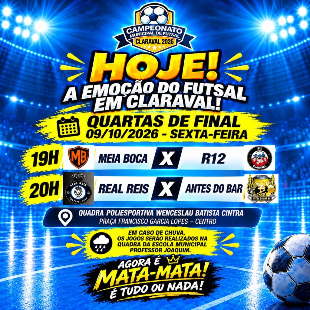 ATLÉTICO E MONARQUIA GARANTEM VAGA E AGUARDAM DEFINIÇÃO DOS OUTROS DOIS SEMIFINALISTAS DO FUTSAL DE CLARAVAL